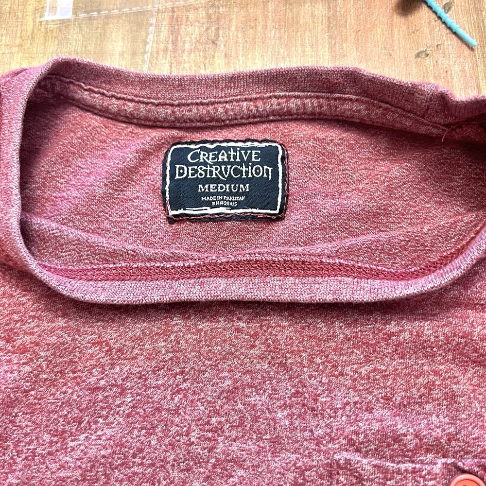 Creative Destruction,Pocket Tee Heathered-Brick,Coastal Cotton Blend,Size M - Picture 4 of 7